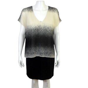 Waverly Grey Mini Dress 4 Black Cream Print V-Neck Dolman Sleeve